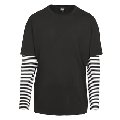 URBAN CLASSICS Tričko Oversized Double Layer Striped LS Tee - black 76918490