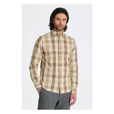 KOŠILE GANT REG HERRINGBONE FLANNEL CHK SHIRT COLD BEIGE 84735210