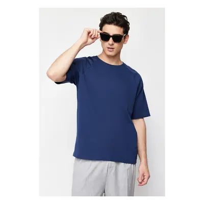 Trendyol Indigo Oversize/Wide Cut Basic 100% Cotton T-Shirt 91320358