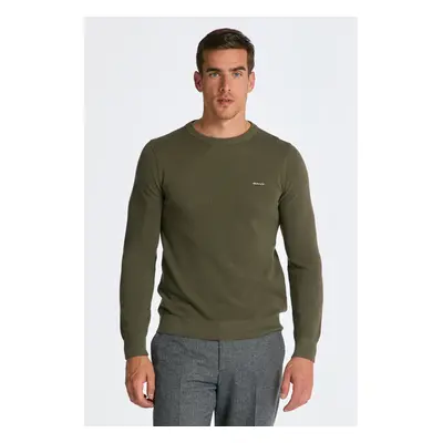 SVETR GANT COTTON PIQUE C-NECK JUNIPER GREEN 84605837