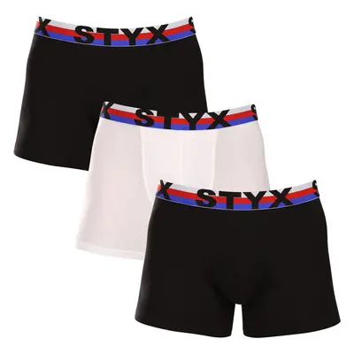 3PACK pánské boxerky Styx long sportovní guma vícebarevné trikolóra 91495011