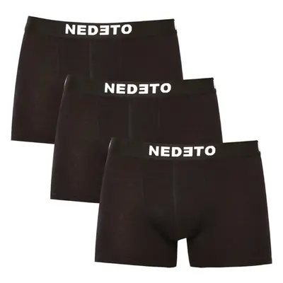 3PACK pánské boxerky Nedeto černé (3NDTB001-brand) 76602503