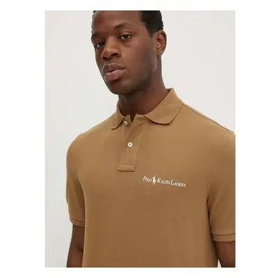 Bavlněné polo tričko Polo Ralph Lauren hnědá barva, 710950131001 92319038