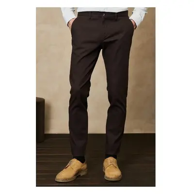 ALTINYILDIZ CLASSICS Pánské hnědé úzké kalhoty Slim Fit Dobby Flexible 90427337