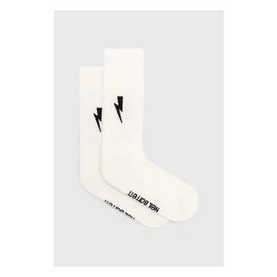 Ponožky Neil Barrett Bolt Cotton Skate Socks pánské, bílá barva, 91607167