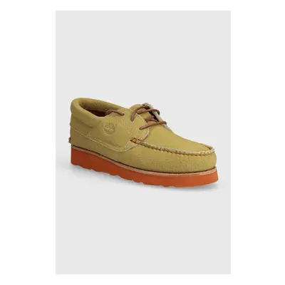 Semišové polobotky Timberland 3 Eye Wedge Vibram pánské, béžová barva, 91783186