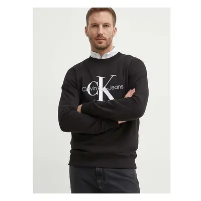 Bavlněná mikina Calvin Klein Jeans pánská, černá barva, s potiskem, 93409103