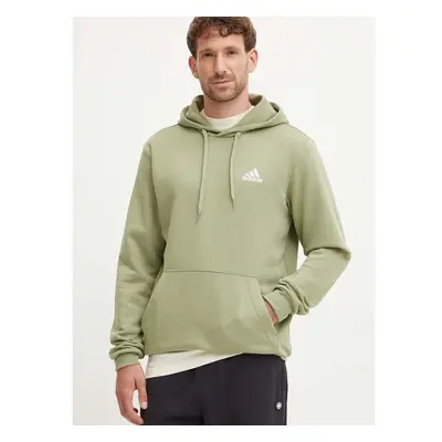 Mikina adidas Essentials pánská, zelená barva, s kapucí, hladká, 95581872