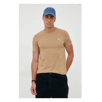 Bavlněné tričko Polo Ralph Lauren béžová barva, 710671438 95184106