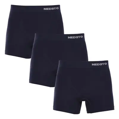 3PACK pánské boxerky Nedeto bezešvé bambusové modré (3NDTB002S) 86667235