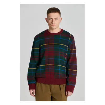 SVETR GANT TARTAN JACQUARD C-NECK PLUMPED RED 87430316