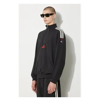 Mikina adidas Originals 100T Half-Zip pánská, černá barva, s aplikací, 94156505