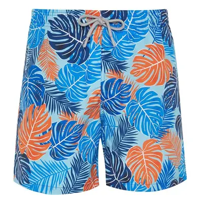 Trendyol Blue Standard Size Leaf Patterned Swim Shorts 95689965