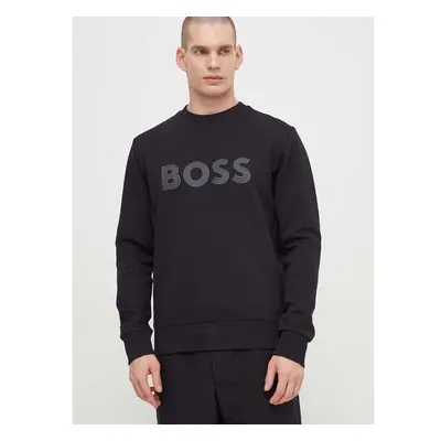 Mikina Boss Green pánská, černá barva, s aplikací, 50506119 88865483