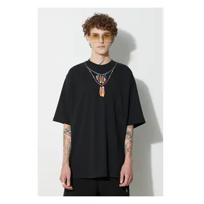 Bavlněné tričko Marcelo Burlon Feathers Necklace černá barva, s 84856376