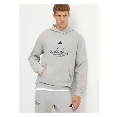 Bavlněná mikina adidas Brand Love pánská, šedá barva, s kapucí, s 95221937