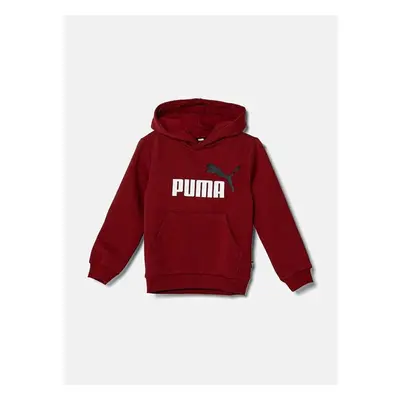 Dětská mikina Puma červená barva, s kapucí, s potiskem 95766098