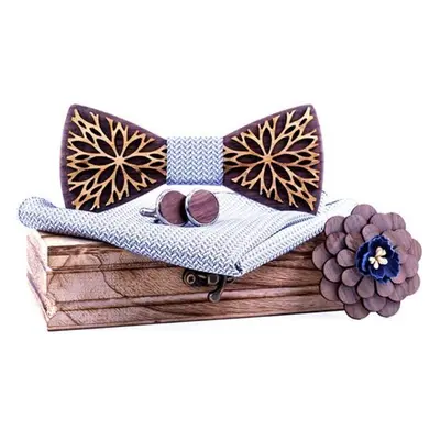 dreveny-motylek.com Set dřevěného motýlku, manžetových knoflíčků, 94366611