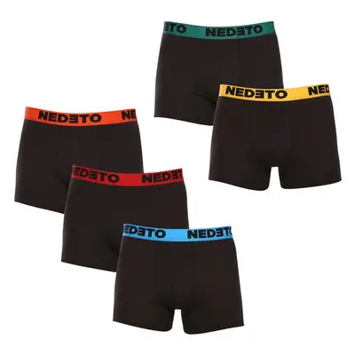 5PACK pánské boxerky Nedeto černé (5NB002b) 88490034