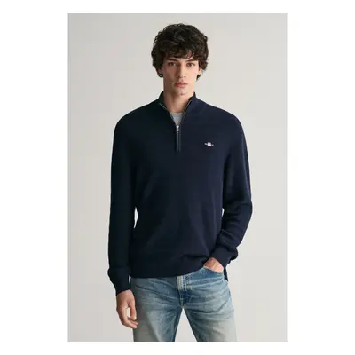 SVETR GANT STRIPE TEXTURED COTTON H-ZIP EVENING BLUE 89451311