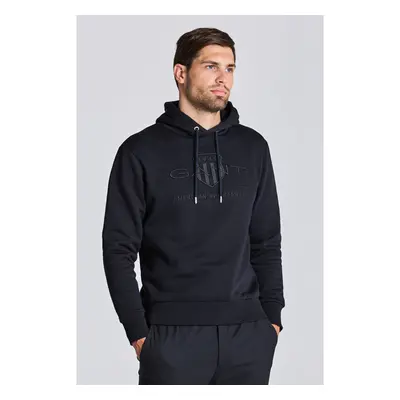 MIKINA GANT REG TONAL SHIELD HOODIE BLACK3 76936445