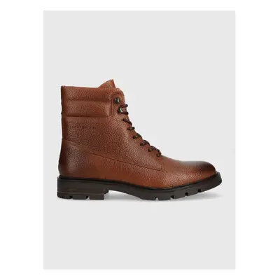 Kožené boty Tommy Hilfiger WARM PADDED HILFIGER LTH BOOT pánské, hnědá 85753876