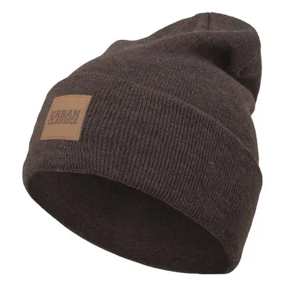 Čepice Urban Classics Leatherpatch Long Beanie - heatherbrown 76351947