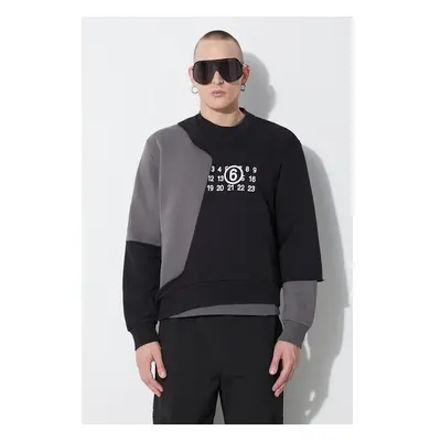 Mikina MM6 Maison Margiela Sweatshirt pánská, šedá barva, s potiskem, 86538586