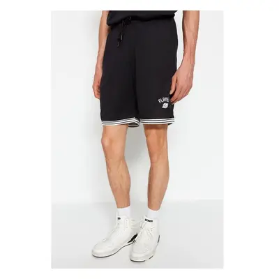 Trendyol Black Mens Regular/Regular Cut Shorts with Printed Text 91269859