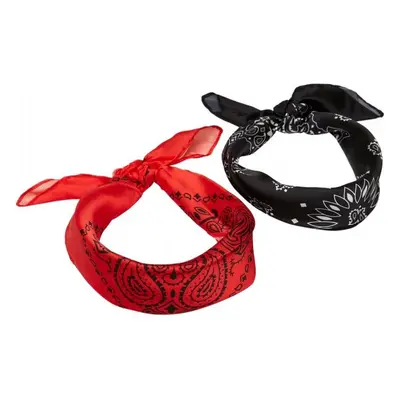 URBAN CLASSICS Satin Bandana 2-Pack - black/red 53444520