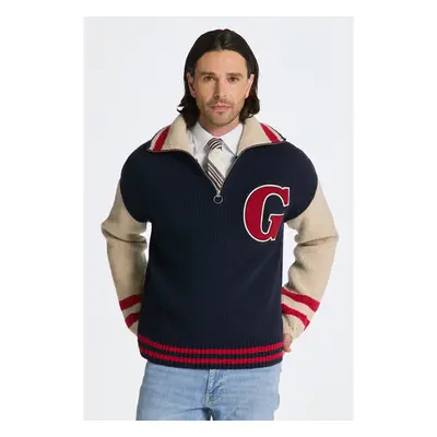 SVETR GANT WOOL NEPS LETTERMAN HZ EVENING BLUE 84606489