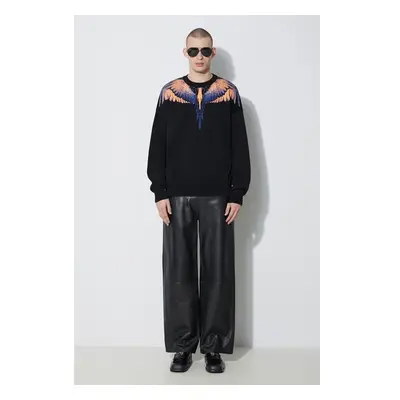 Bavlněný svetr Marcelo Burlon Icon Wings Knit Boxy Crew černá barva, 89169304