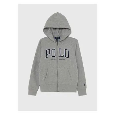 Dětská mikina Polo Ralph Lauren šedá barva, s kapucí, s potiskem, 94305898