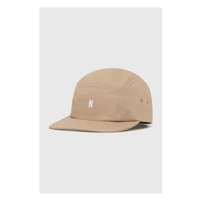 Bavlněná baseballová čepice Norse Projects Twill 5 Panel Cap béžová 91629354