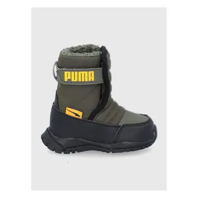 Dětské sněhule Puma 380746 zelená barva 86466907