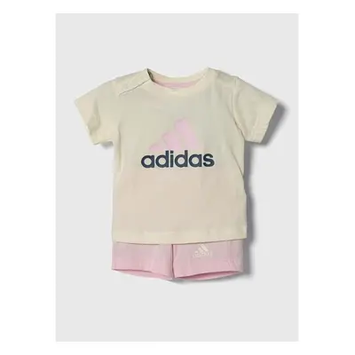 Dětská bavlněná souprava adidas růžová barva 89703147