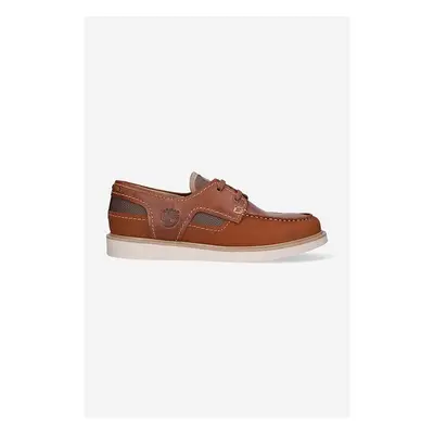 Kožené mokasíny Timberland Newmarket II Boatshoe pánské, hnědá barva, 84014528