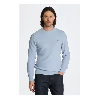 SVETR GANT MICRO COTTON TEXTURE C-NECK LAKE BLUE MELANGE 84606479