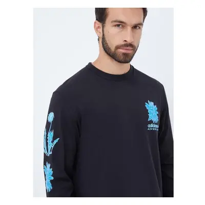 Bavlněné tričko dlouhým rukávem adidas Originals černá barva, 85096915