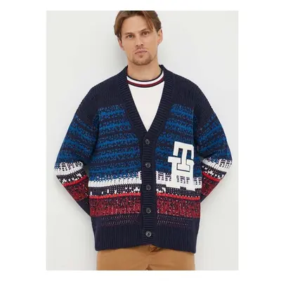 Svetr s příměsí vlny Tommy Hilfiger tmavomodrá barva 85790898