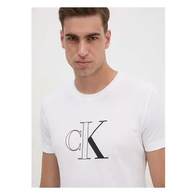 Bavlněné tričko Calvin Klein Jeans bílá barva, s potiskem, J30J325678 95240447