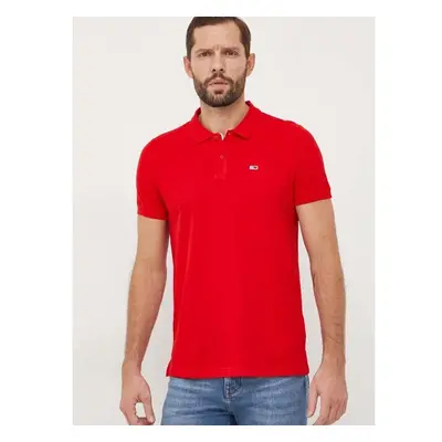 Bavlněné polo tričko Tommy Jeans červená barva, DM0DM18312 87421971