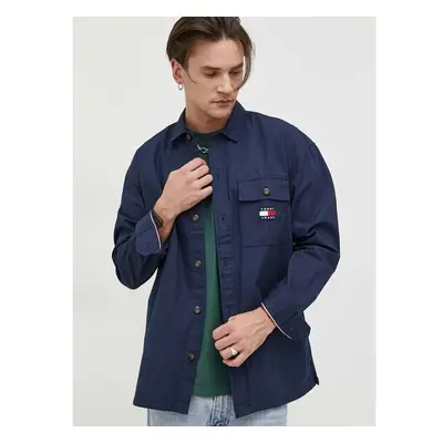 Košile Tommy Jeans tmavomodrá barva, relaxed, klasickým límcem 78473613