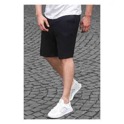 Madmext Black Basic Linen Mens Shorts 6506 91224370