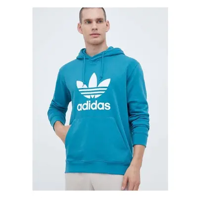 Bavlněná mikina adidas Originals pánská, tyrkysová barva, s kapucí, s 85262955