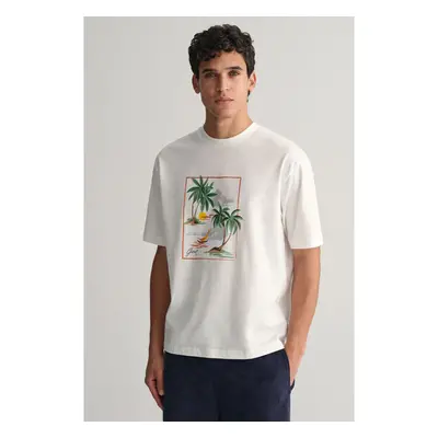 TRIČKO GANT HAWAII PRINTED GRAPHIC SS T-SHIRT EGGSHELL 90826147