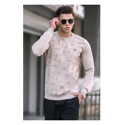 Madmext Beige Patterned Crewneck Knitwear Sweater 5968 91223540