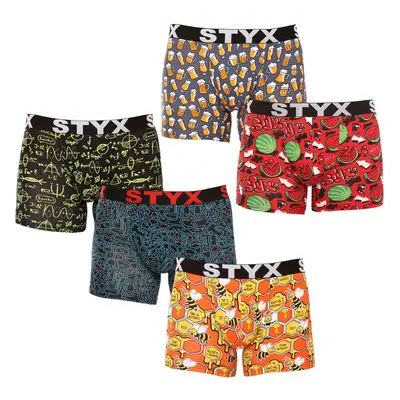 5PACK pánské boxerky Styx long art sportovní guma vícebarevné 91111189