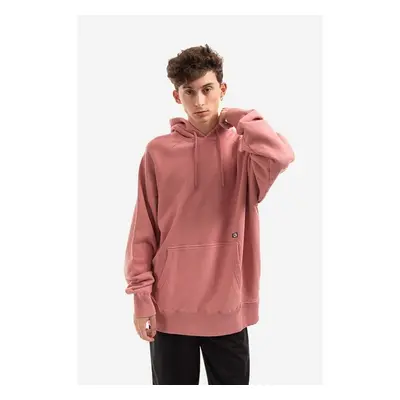 Bavlněná mikina Edwin Mood Hoodie Sweat pánská, růžová barva, kapucí 84015862