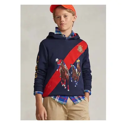 Dětská mikina Polo Ralph Lauren tmavomodrá barva, s kapucí, s potiskem 86177746